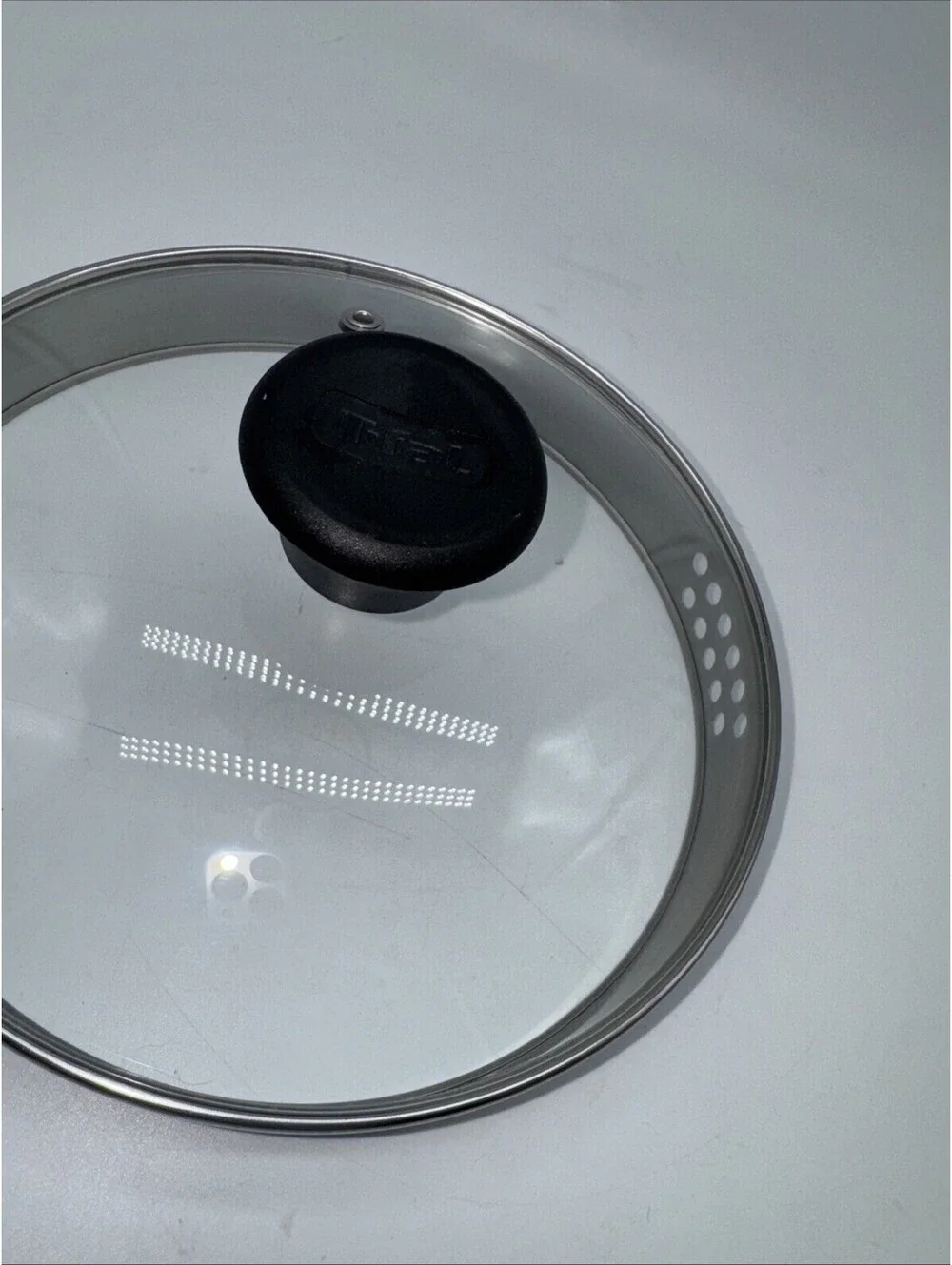 T-Fal Replacement Lid Vented Strainer Glass 8 Inch Outer Diameter, 7 3/4 Inner
